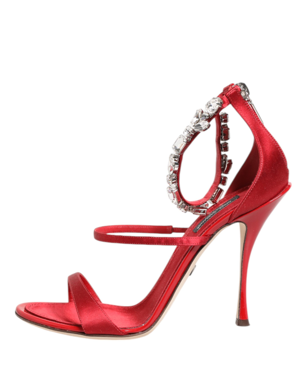Red satin crystals keira sandals heels shoes-null