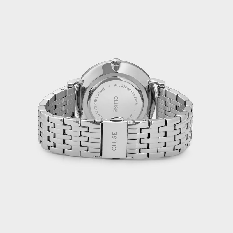 Silver stainless steel dress watch-null