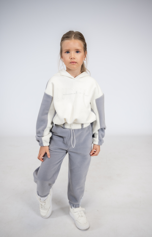 Color-block fleece set hoodie ice grey-null