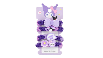 Kuromi braided hair ties &ndash; purple charm set (4 pcs), , medium