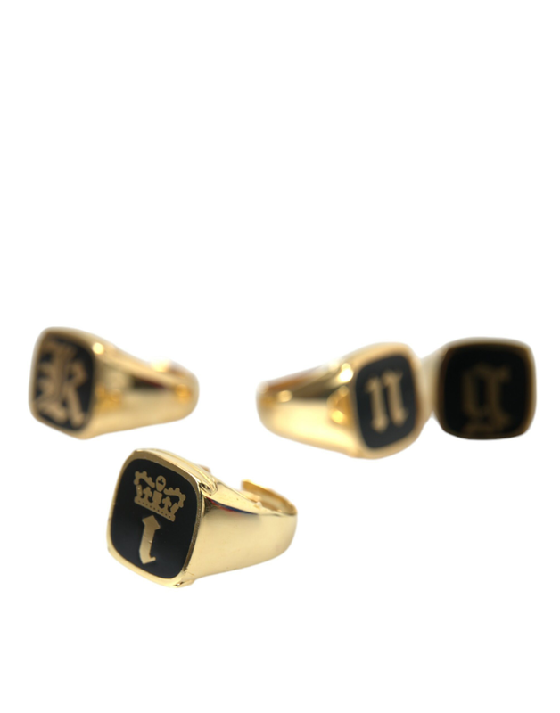 Gold brass king enamel set of 4 ring-null