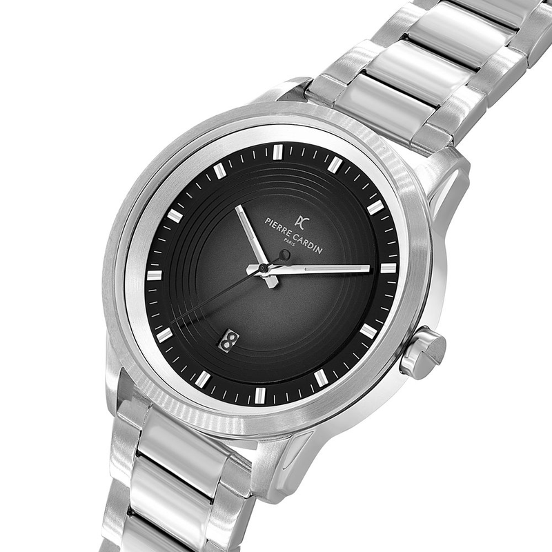 Gray stainless steel dress watch-null