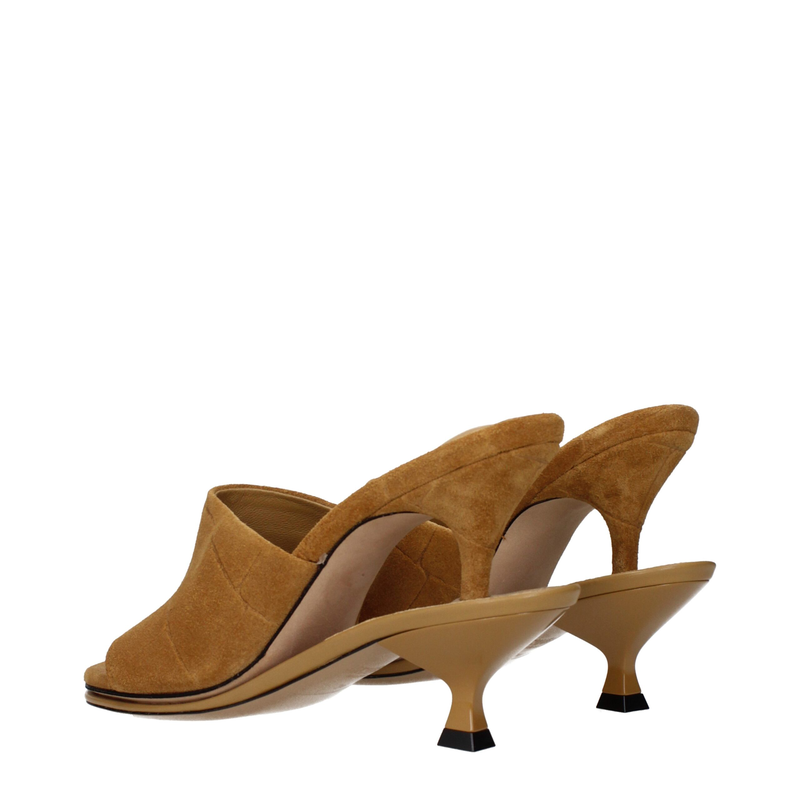 Brown leather stiletto heel sandals-null