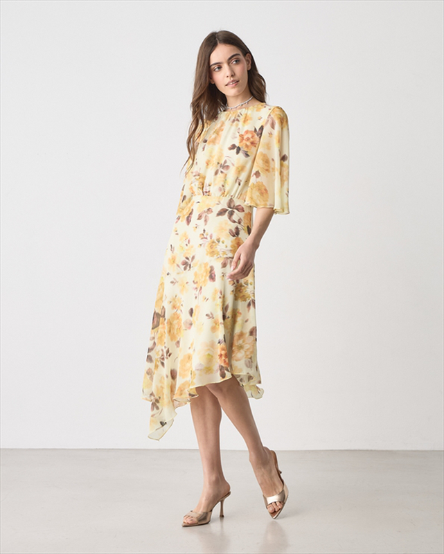 Asymmetrical dress printed-null