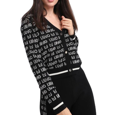 All over print logo cardigan, Black / White, medium