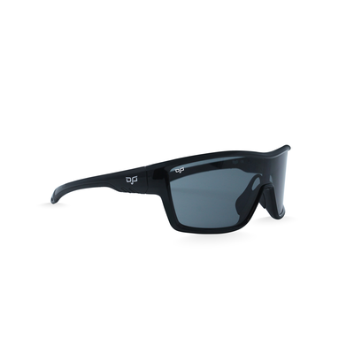 OJO active  sunglasses  with shiny black frame temples  and  smoke black pc lenses, , medium