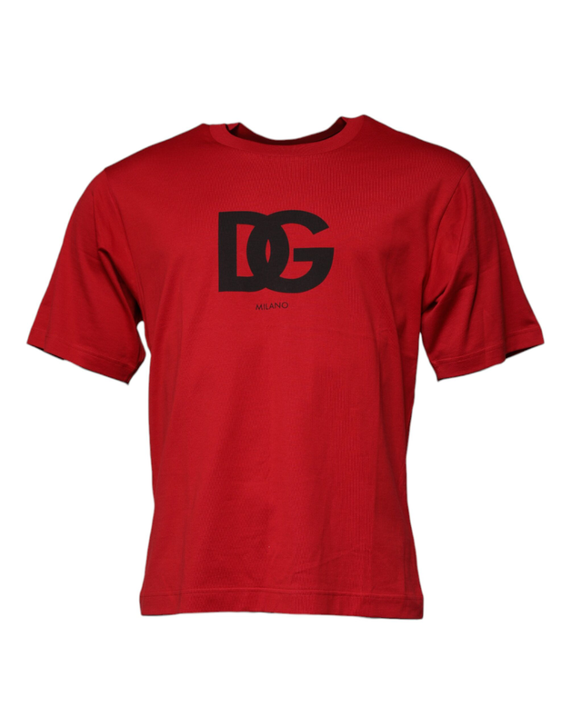 Red logo print cotton crew neck t-shirt-null