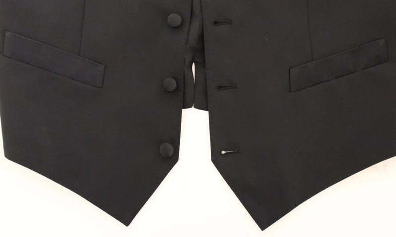 Black wool silk dress gilet jacket vest-null