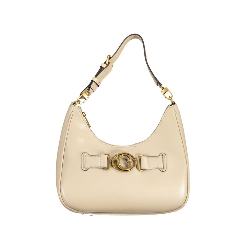 Beige polyurethane women's shoulder bag-null