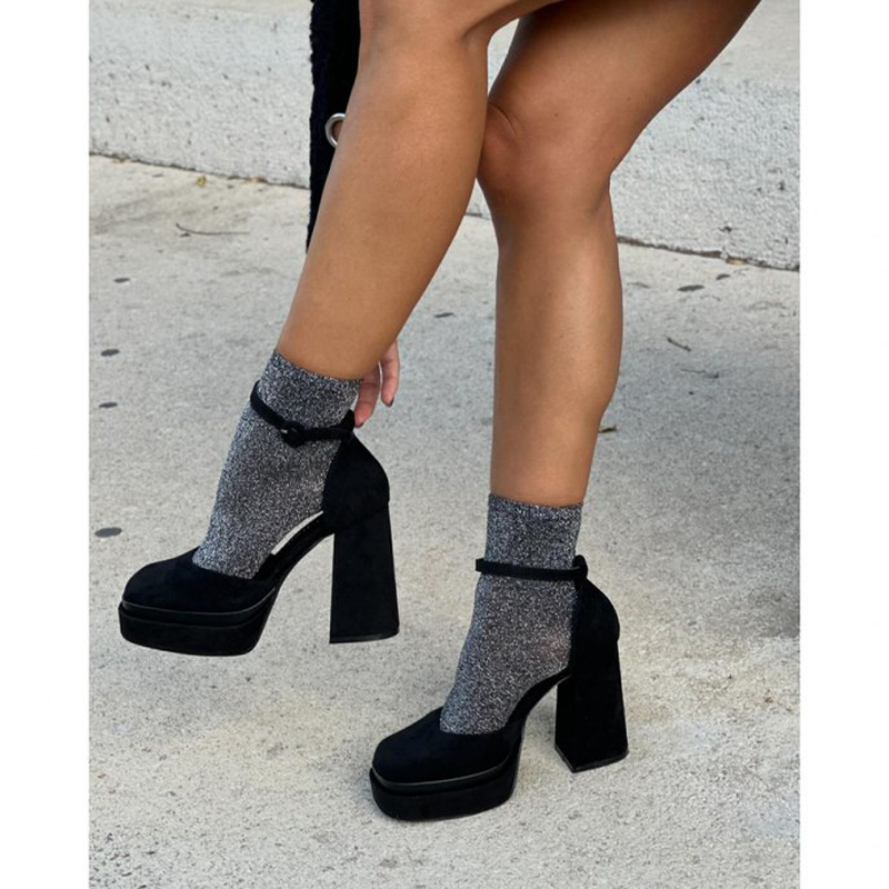 Platform heel pumps  , black-null