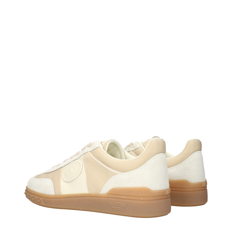Beige fabric low top sneakers-null