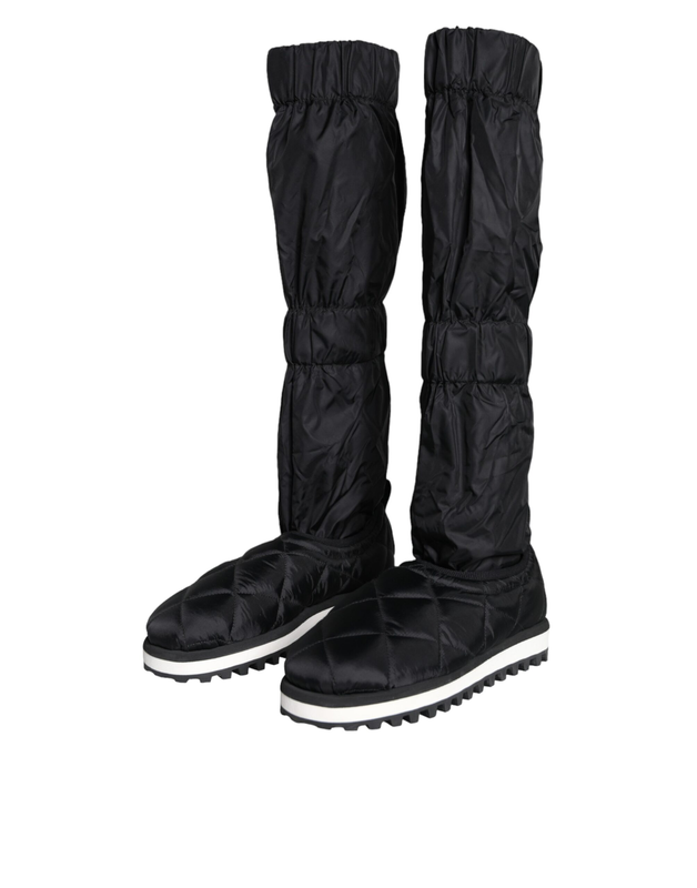 Black quilted high top boots sneakers shoes-null
