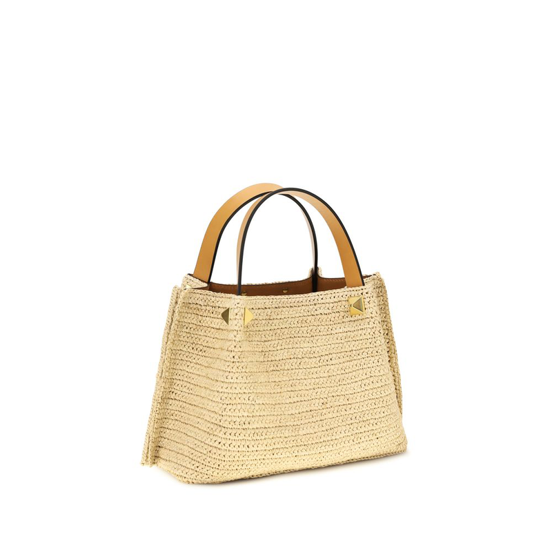 Beige raffia shoulder bag-null
