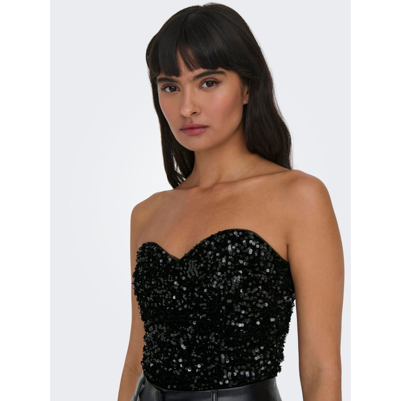 Onlconfidenc sequins heart top-null