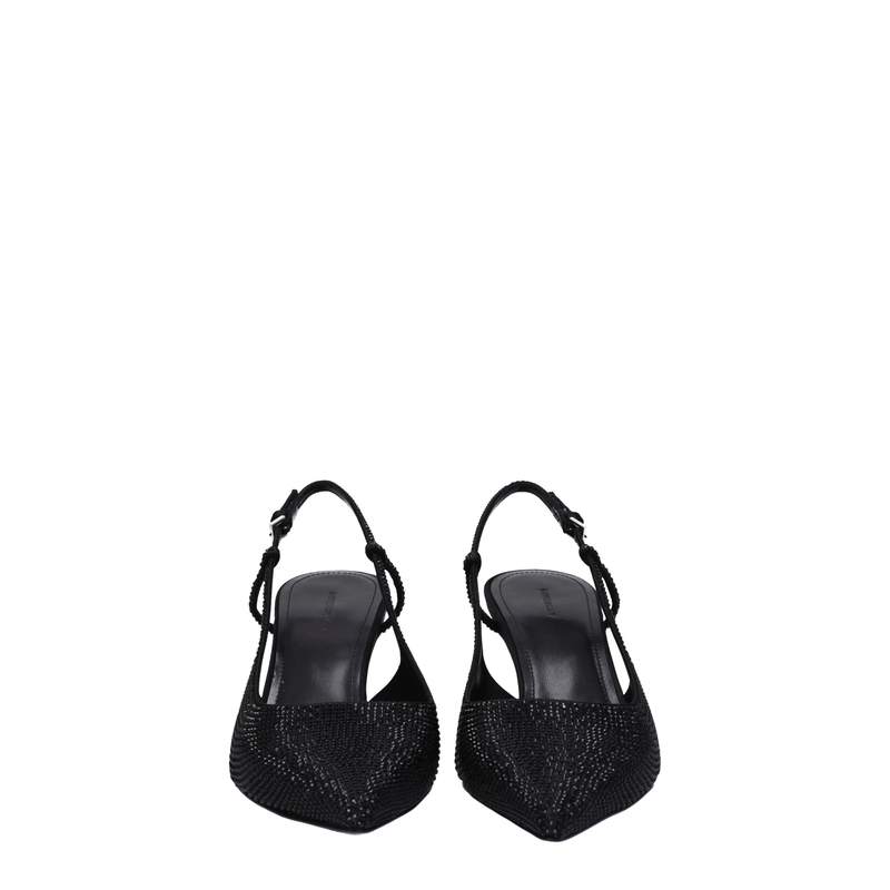 Black fabric high heel pumps-null