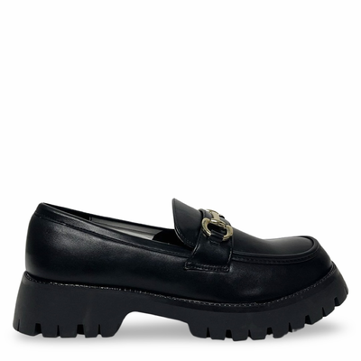 Matte loafers with buckle, Black, medium