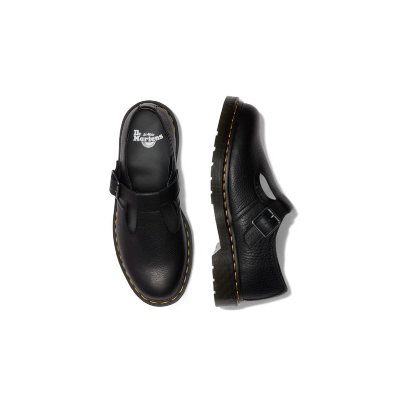 Black leather platform pumps-null