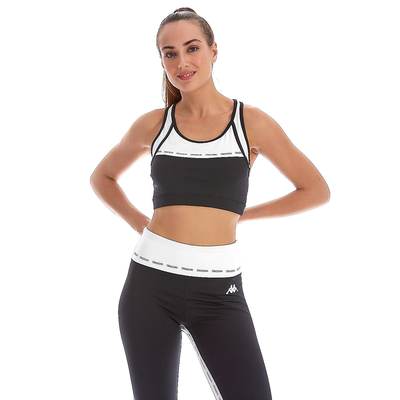Kappa women's sports leggings odes gym, Black/white, medium