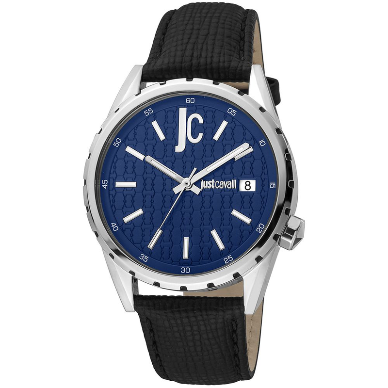 Black leather dress watch-null