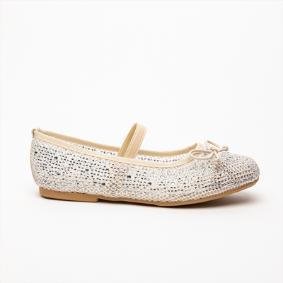 Miss belgini mesh girls ballerinas with rhinestones