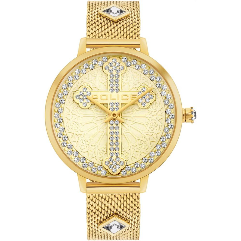 Gold stainless steel dress watch-null