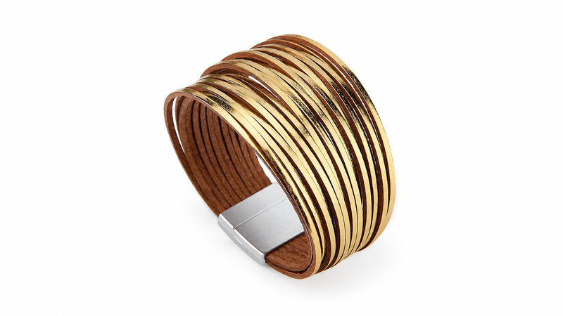 Gold Genuine leather multi-layer bracelet-null