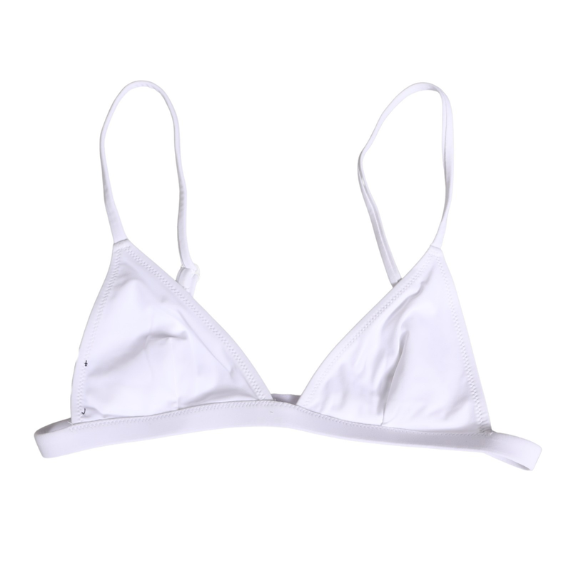 White nylon triangle beachwear bikini top swimwear-null