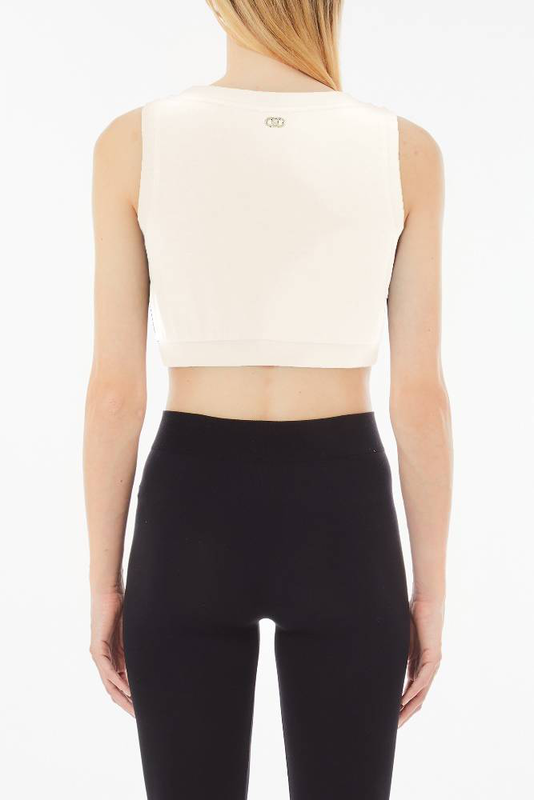Cropped tank top with bejewelled details image number null