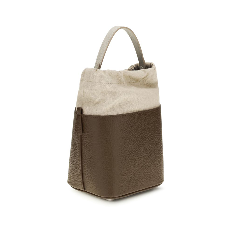 Brown calf leather bos taurus backet bag-null