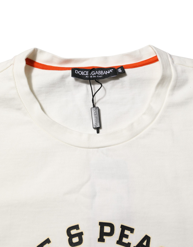 White love peace cotton men crew neck t-shirt-null