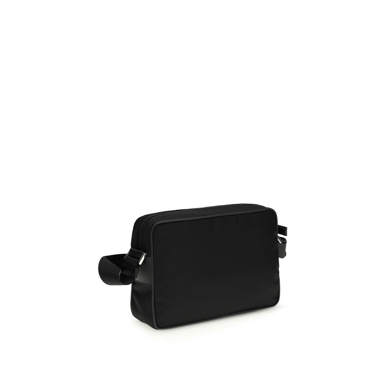 Black recycled polyamide shoulder bag-null