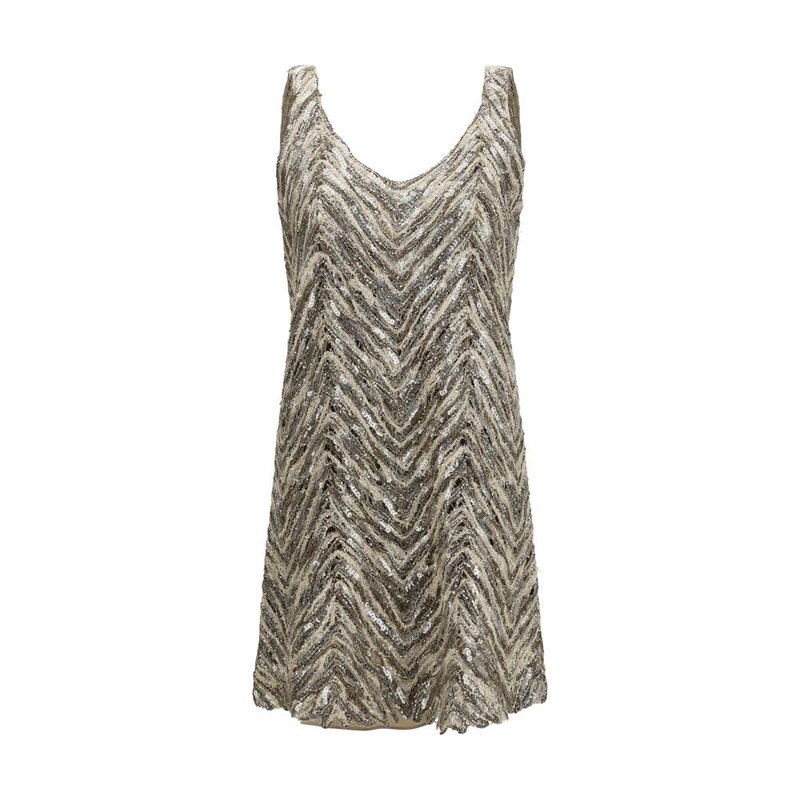 Beige paper cocktail dress-null