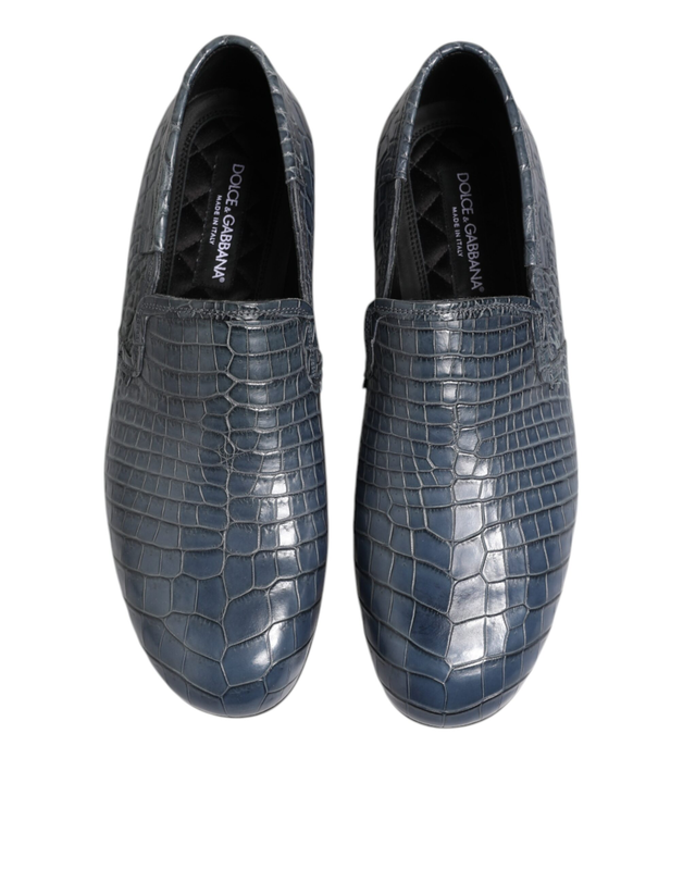 Blue exotic leather slip on loafers men dress shoes-null