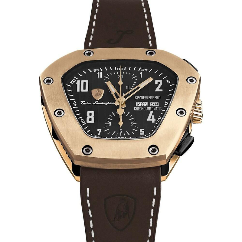 Black leather dress watch-null