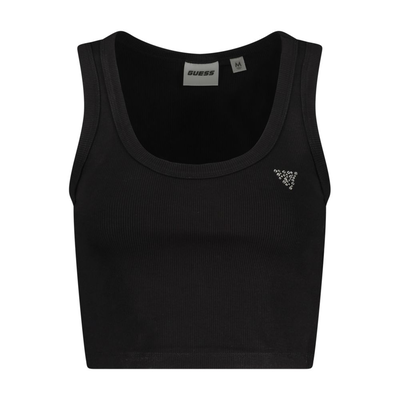 Black viscose women's tank top, Black, medium