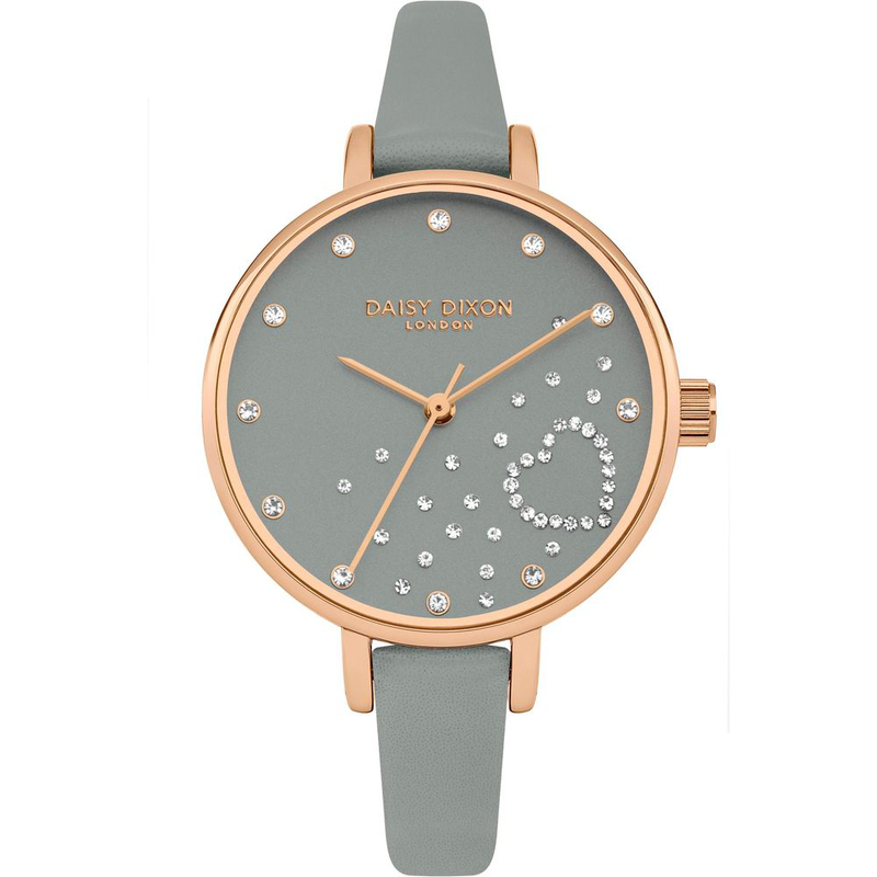 Gray leather dress watch-null