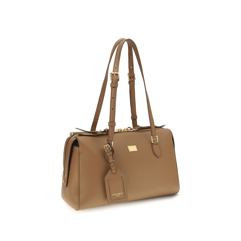 Beige calf leather bos taurus shoulder bag-null