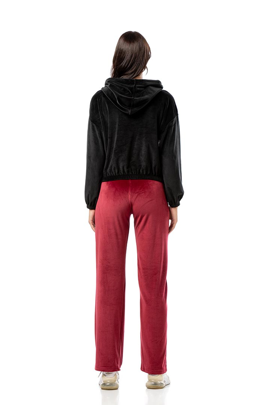 Elastic velvet blouse with hood #1421-null