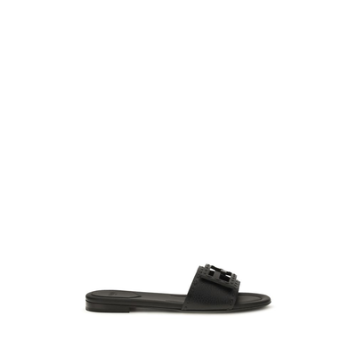 Black calf leather bos taurus flat sandals, Black, medium