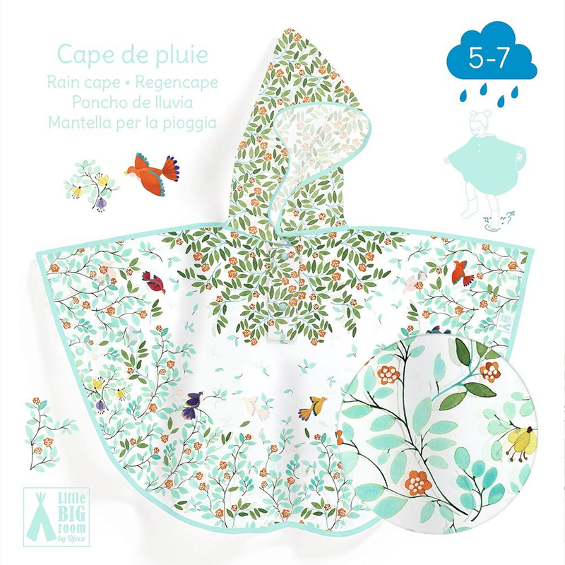 Rain cape flowers birds, , medium-null