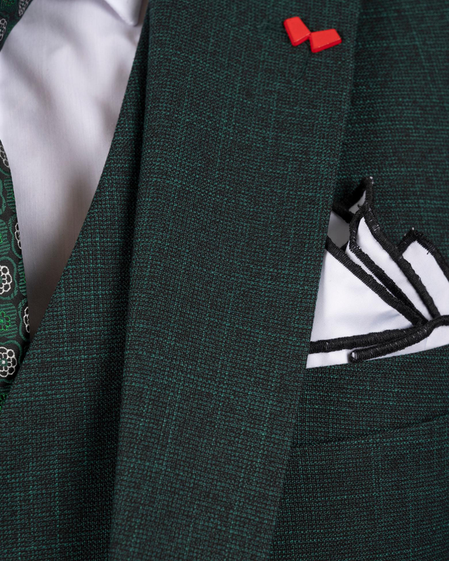 Dzine 3piece slim fit suit in patterned image number null