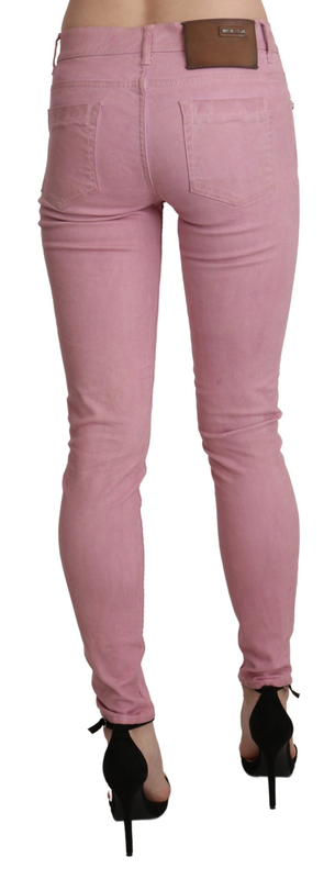 Pink mid waist skinny stretch  denim pant-null
