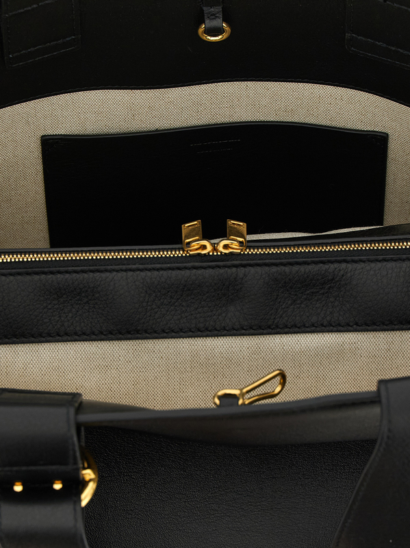 Black calfskin tote bag-null