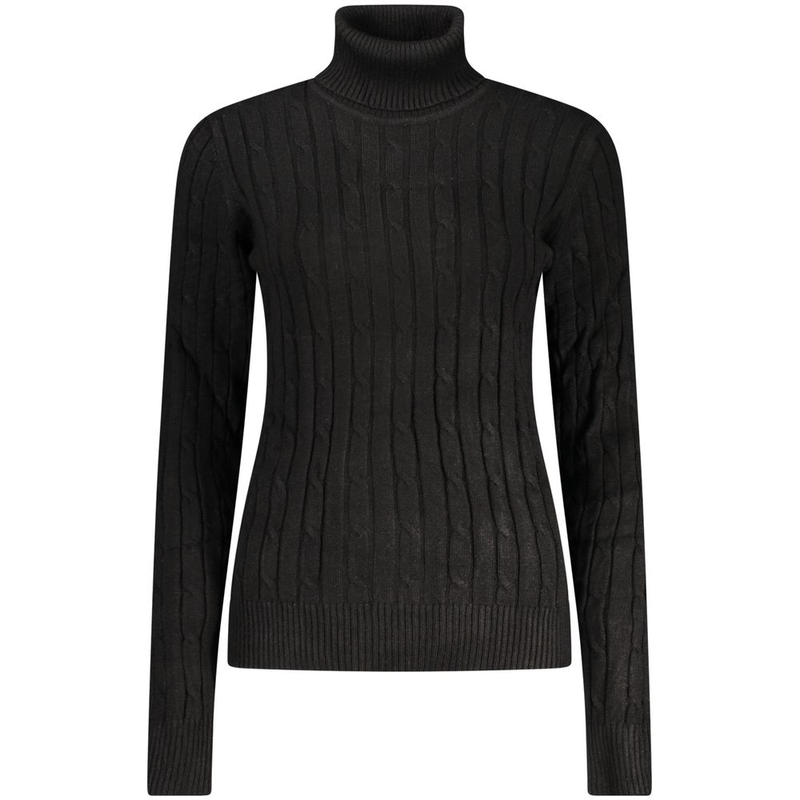 Black viscose women's turtleneck sweater-null