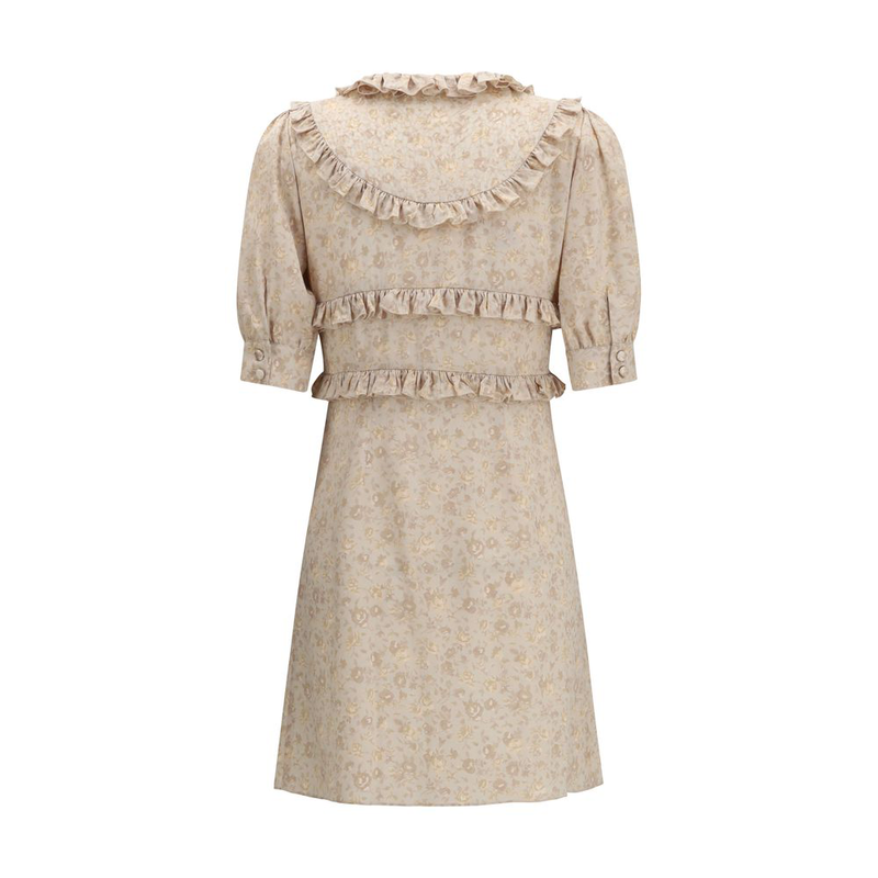 Beige silk casual dress-null