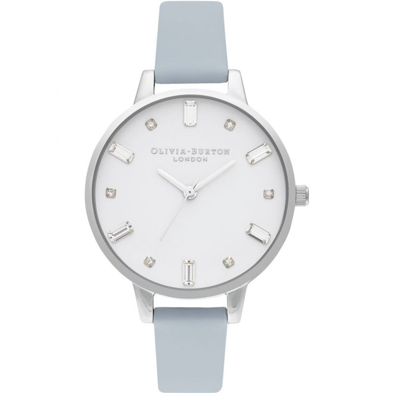 Blue artificial leather dress watch-null