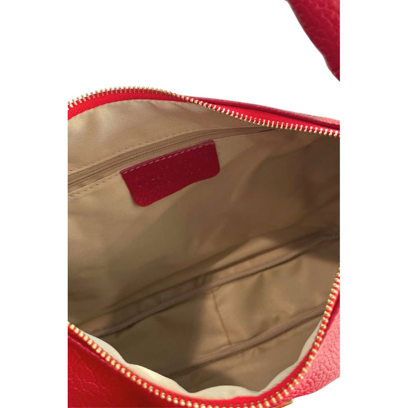 Red leather women shoulder bag-null
