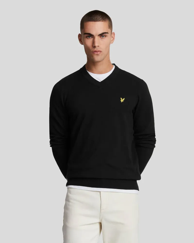 Cotton merino v neck jumper z865 jet black-null