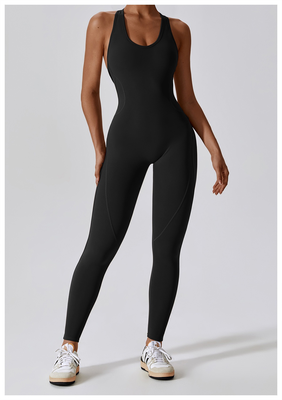 Amor jumpsuit with cross back stylish design, Black/black, medium