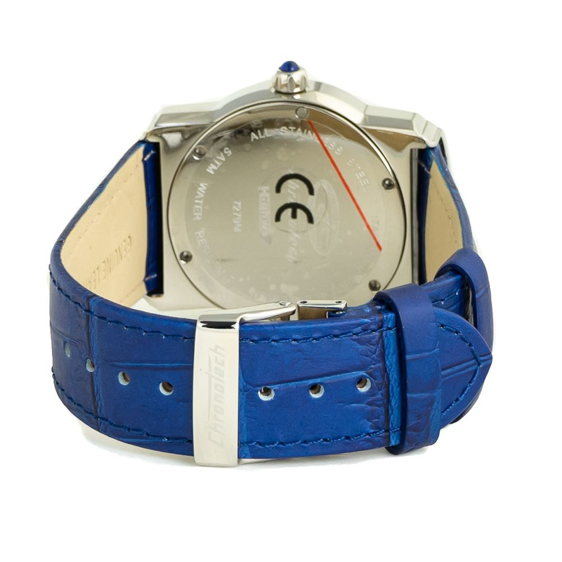 Blue leather dress watch-null